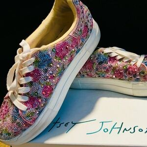 Betsey Johnson Floral Rhinestone Sneakers